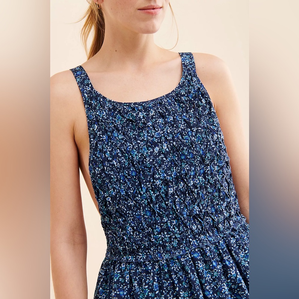 Free People Petunia Mini Dress Smocked Floral Criss Cross Jumper Women’s Small - Picture 2 of 7